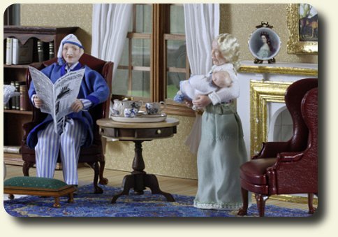 CDHM artisan Vynette van der Heijden creates handmade sculpted and dressed 1:12 dolls in dollhouse scale