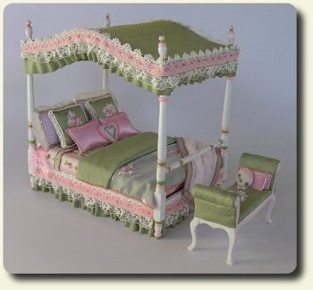 CDHM artisan Natalie Brooks creating under the business name of Casbah Miniatures creates dollhouse miniature beds in 1:12 scale