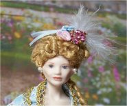 CDHM Gallery member Beatrice Thierus creates 1:12 scale dressed and wigged dolls for the dollhouse