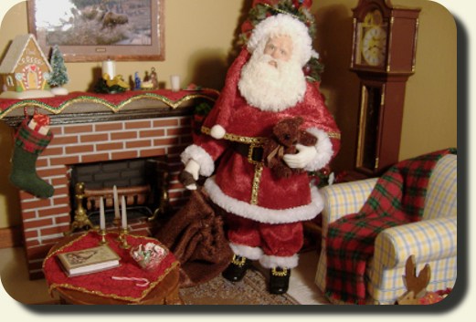 CDHM artisan Karin Smead creates handmade sculpted 1:12 dolls in dollhouse scale including santas, tudor and character dolls