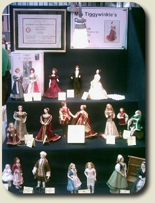 The Miniature Way, Special Feature on dollhouse miniature shows 2010 featuring table display of Tiggy Goldsmith of Mrs Tiggywinkles dolls house dolls