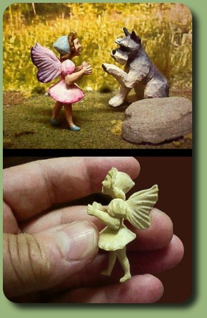 CDHM artisan Linda Master creating under the business name of Miracle Chicken Miniatures carving wooden dollhouse miniature dolls, fairy, fairies, hitty and animals