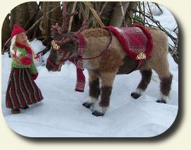 Reindeer and doll keeper in 1:12 scale by CDHM Artisan Christine Wex
