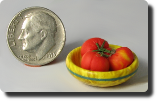 Dollhouse miniature yellow elder bowl by CDHM Artisan Mike Juza