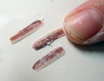 Preparing to texture the polymer clay miniature bacon