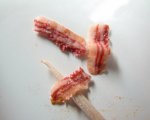 Preparing to cook the polymer clay miniature bacon
