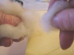 Making the legs for the needle felted miniature teddy bear