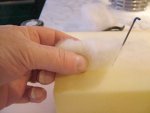 Creating the arm piece of the needle felted teddy bear